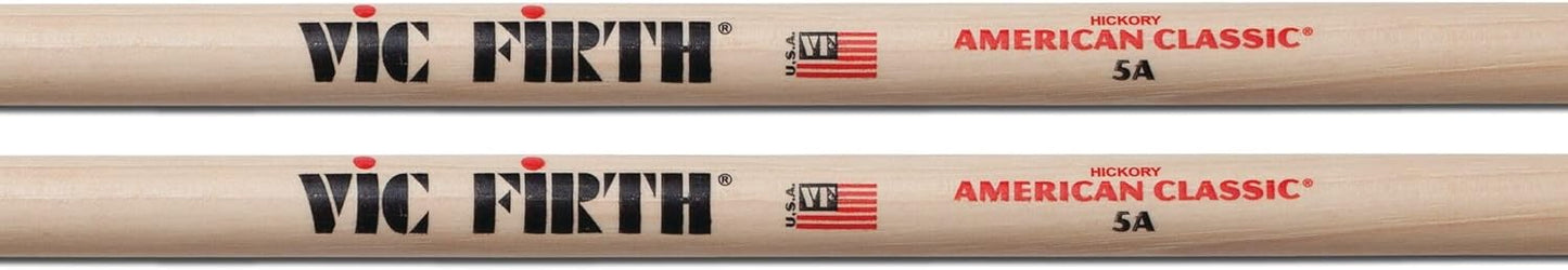 Vic Firth 5A Drum Stick for Crates and Drums Length 16 Inches Wood Tip Brown