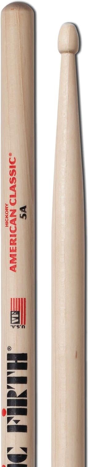 Vic Firth 5A Drum Stick for Crates and Drums Length 16 Inches Wood Tip Brown