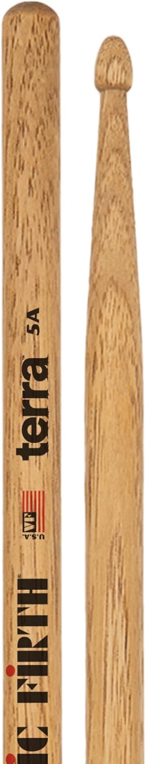 Vic Firth 5A Drum Stick for Crates and Drums Length 16 Inches Wood Tip Brown