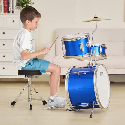 VEVOR Drum Set for Kids, 3 Pieces, Beginner Drum Set